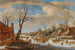 Winter landscape painting with travelers and other figures on the ice - Pieter de Molijn — artwork view