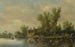 Estuary of a river with two peasants fishing in a boat near a farm - Pieter de Neyn — artwork view