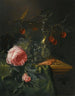 Still life with a cherry blossom branch on a conical Römer half-filled with red and green grapes - Pieter de Ring — artwork view