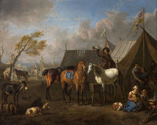 Scene of camp with a trumpeter - Pieter van Bloemen — artwork view