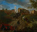 Coaches and travelers at Madonna del Riposo near Rome - Pieter van Bloemen — artwork view