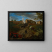 Coaches and travelers at Madonna del Riposo near Rome - Pieter van Bloemen — framed artwork on a wall