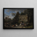 Landscape painting with ancient ruins and a flock resting in front - Pieter van Bloemen — framed artwork on a wall