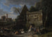 Landscape painting with ancient ruins and a flock resting in front - Pieter van Bloemen — artwork view