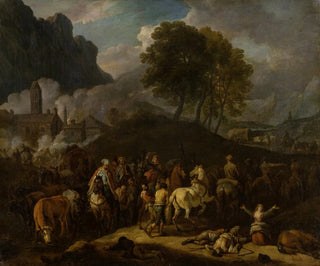 Departure of soldiers after the looting - Pieter van Bloemen — artwork view