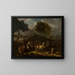 Departure of soldiers after the looting - Pieter van Bloemen — framed artwork on a wall
