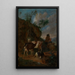 Three goats and shepherd with sheep - Pieter van Bloemen — framed artwork on a wall