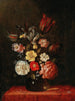 Roses, tulips and irises in a glass vase - Pieter van de Venne — artwork view
