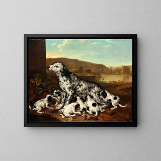 Dalmatian dog with puppies - Pieter van der Hulst — framed artwork on a wall