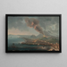 La Torre del Greco avec l'éruption du Vésuve au loin - Pietro Antoniani — framed artwork on a wall
