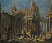 an architectural caprice with a Hercules statue and figures in classical costume - Pietro Capelli — artwork view
