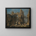 an architectural caprice with a Hercules statue and figures in classical costume - Pietro Capelli — framed artwork on a wall