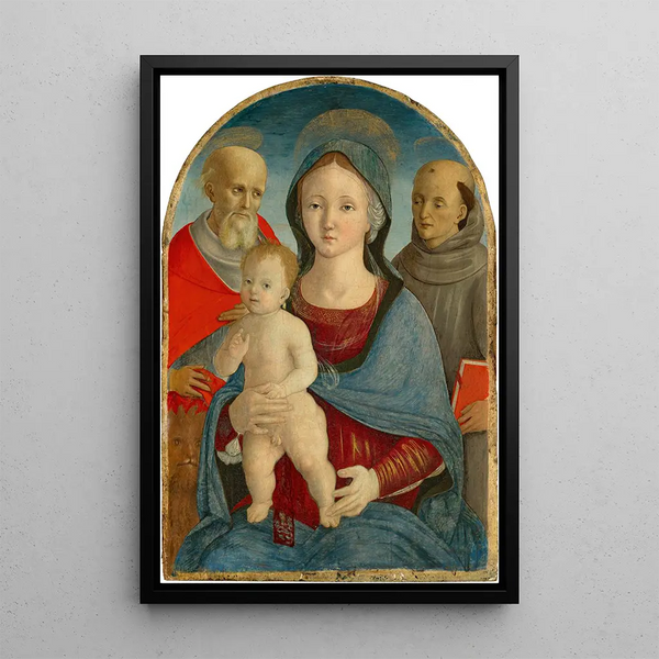 The Virgin and Child with Saints Jerome and Anthony of Padua - Pietro di Francesco degli Orioli — framed artwork on a wall