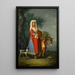 Young girl in traditional Neapolitan costume in a landscape with a young boy and a donkey - Pietro Fabris — framed artwork on a wall