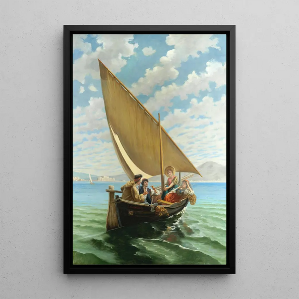 Une excursion dans la baie de Naples - Pietro Gabrini — framed artwork on a wall