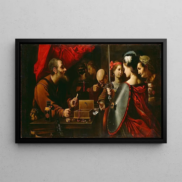 Achille among the daughters of Lycomedes - Pietro Paolini — framed artwork on a wall