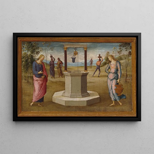 The Christ and the Samaritan Woman - Pietro Perugino — framed artwork on a wall