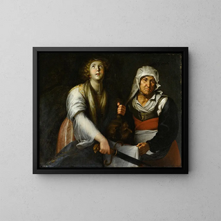 Judith and the Maidservant - Pietro Ricchi — framed artwork on a wall