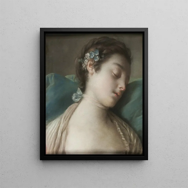 Sleeping Girl - Pietro Rotari — framed artwork on a wall