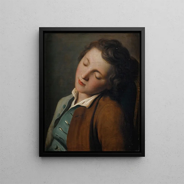 Young sleeping boy - Pietro Rotari — framed artwork on a wall
