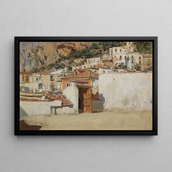 Amalfi Landscape Painting - Pietro Scoppetta — framed artwork on a wall