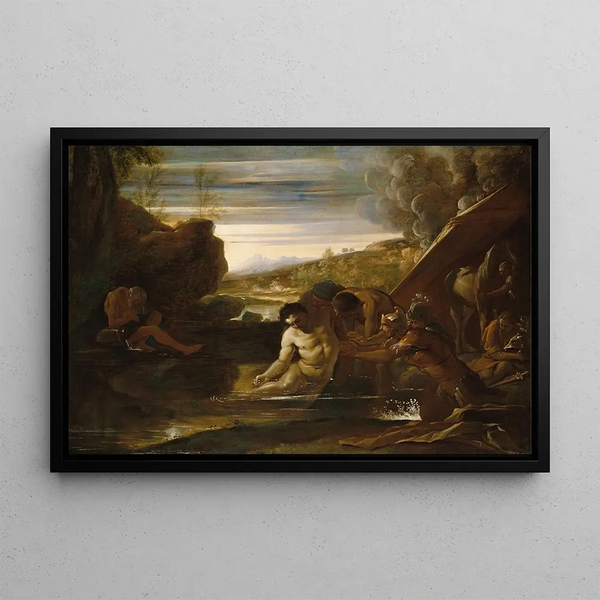 Alexander the Great saved from the Cydnus River - Pietro Testa — framed artwork on a wall