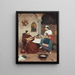 Musical animation painting at the tavern - Pietro Torrini — framed artwork on a wall
