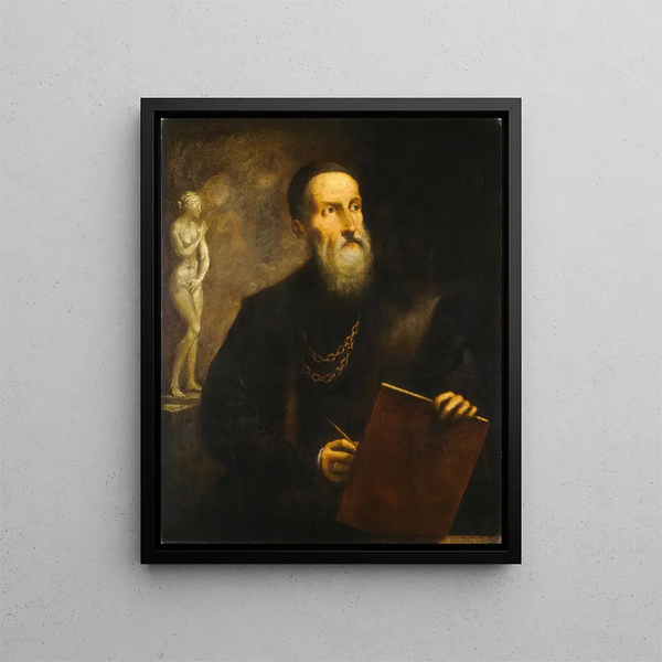 Self-portrait imaginary by Titian - Pietro della Vecchia — framed artwork on a wall