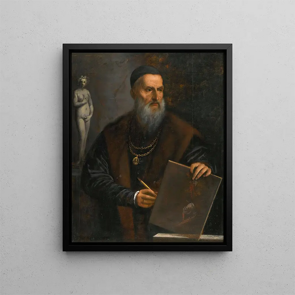Portrait of Titian - Pietro della Vecchia — framed artwork on a wall