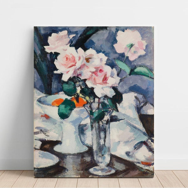 Reproduction of the painting Pink Roses in a Glass Vase - Samuel John Peploe