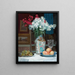 Still life with a bouquet of phlox - Piotr Hipolit Krasnodbski — framed artwork on a wall