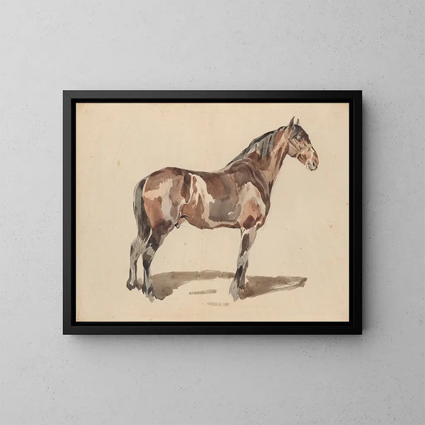 A bay horse under the bridle - Piotr Michałowski — framed artwork on a wall