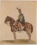 Austrian Hussar painting on a bay horse - Piotr Michałowski — artwork view