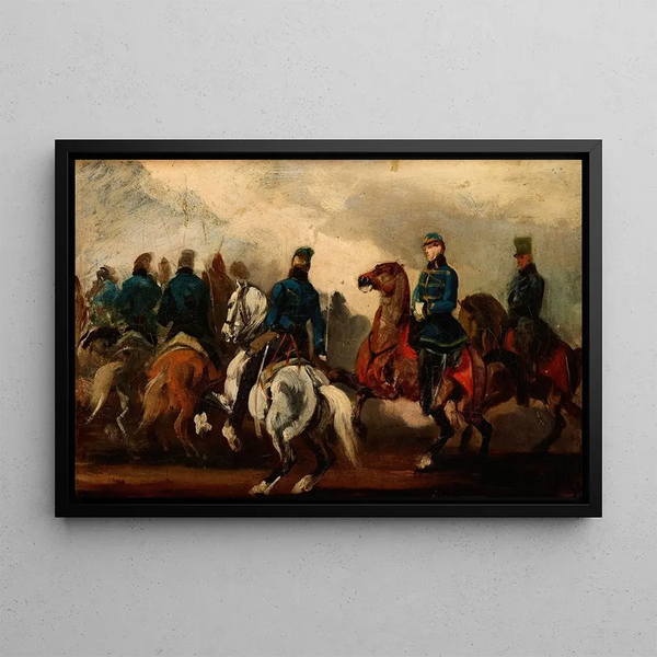 Detachment of Austrian Hussars - Piotr Michałowski — framed artwork on a wall