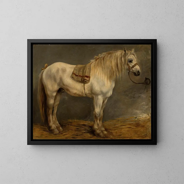 Horse in the Stables - Piotr Michałowski — framed artwork on a wall