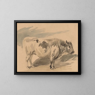 Study of a Simmental breed bull - Piotr Michałowski — framed artwork on a wall
