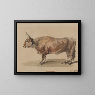 Study of a young ox - Piotr Michałowski — framed artwork on a wall