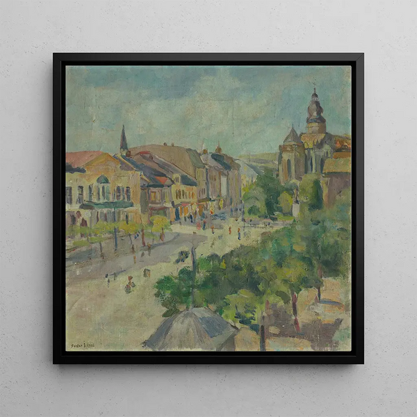 Place in front of the house in Košice - Stefan Fodor — framed artwork on a wall