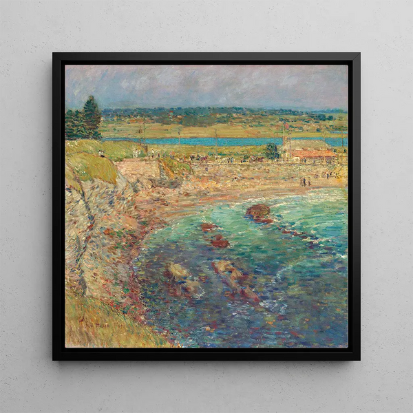 Bailey's Beach at Newport RI - Childe Hassam — framed artwork on a wall