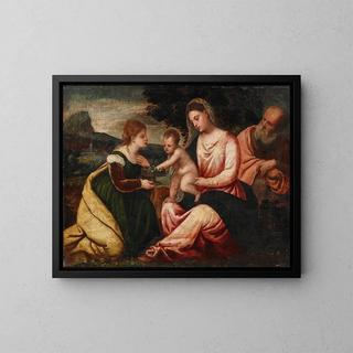 La Sainte Famille avec sainte Dorothée - Polidoro da Lanciano — framed artwork on a wall