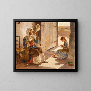 La Fileuse - Polychronis Lembesis — framed artwork on a wall