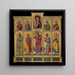 Polyptych painting with Saint James the Greater, the Virgin and Child, and saints - Bartolomeo Vivarini — framed artwork on a wall