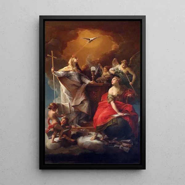 Allegory of Religion - Pompeo Batoni — framed artwork on a wall