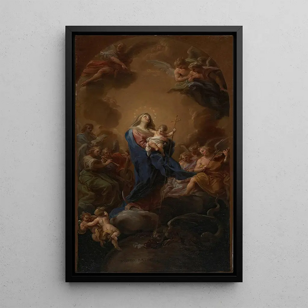 La Vierge à l'Enfant en gloire - Pompeo Batoni — framed artwork on a wall