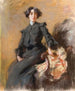 Young woman in the living room - Pompeo Mariani — artwork view