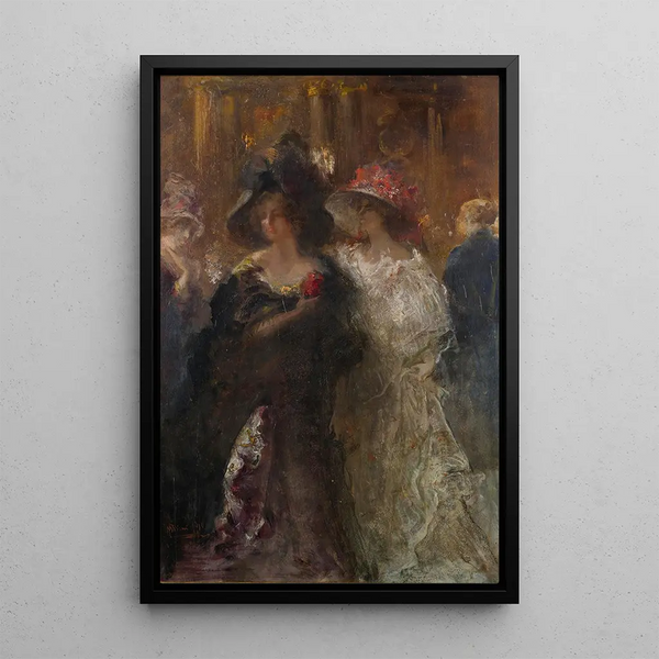 Two Elegant Ladies - Pompeo Mariani — framed artwork on a wall