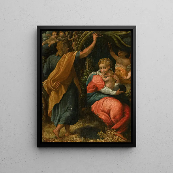 The Rest During the Flight into Egypt - Pomponio Allegri — framed artwork on a wall