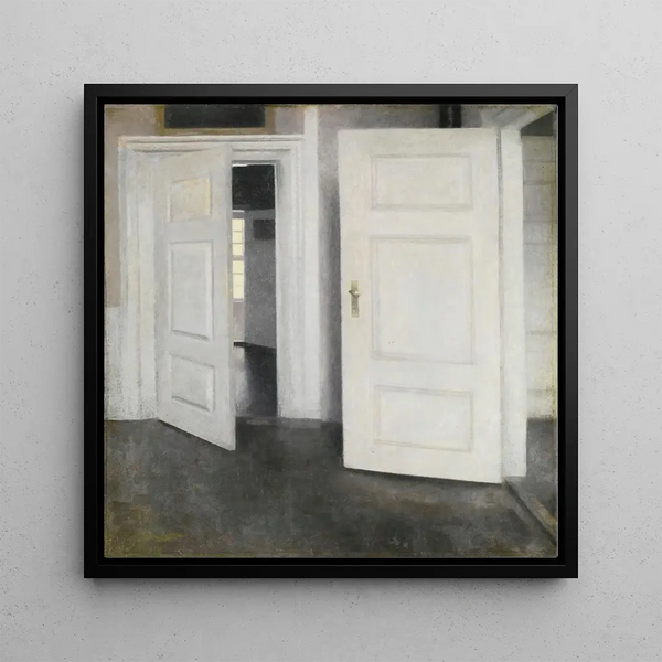 Portes blanches Strandgade 30 - Vilhelm Hammershøi — framed artwork on a wall