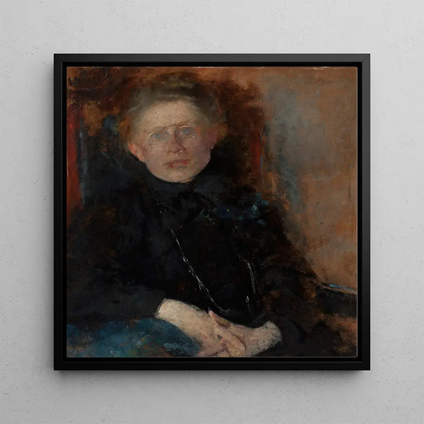 Portrait painting of Anna Saryusz Zaleska around 1880, after 1863, painter - Olga Boznanska — framed artwork on a wall