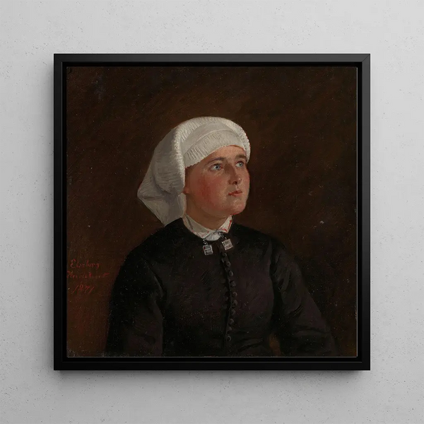 Portrait Painting of Elseberg Herrestvedt - Adolph Tidemand — framed artwork on a wall